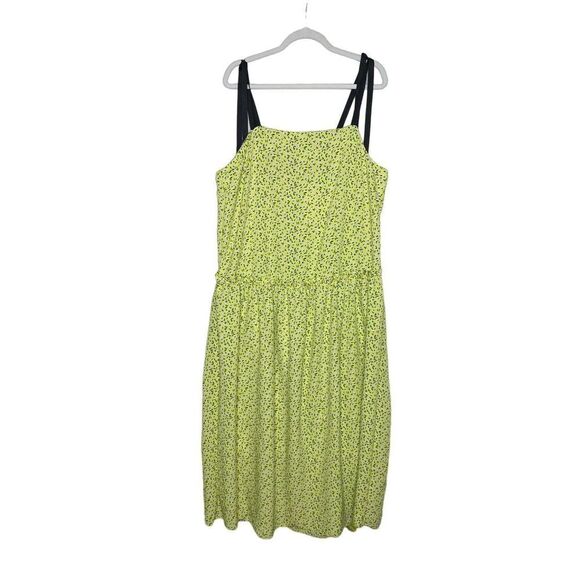 Topshop Sleeveless Floral Square Neck Drop Waist Midi Dress Tie Strap Size 8 - Picture 3 of 14